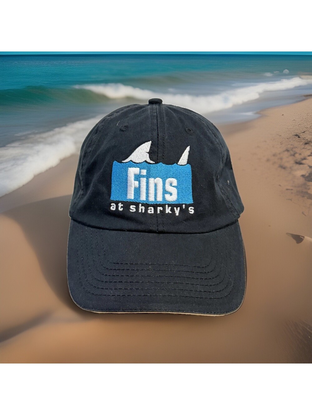 Great White Shark Fins At Sharky’s Venice Florida Shark Tooth Mecca Baseball Cap